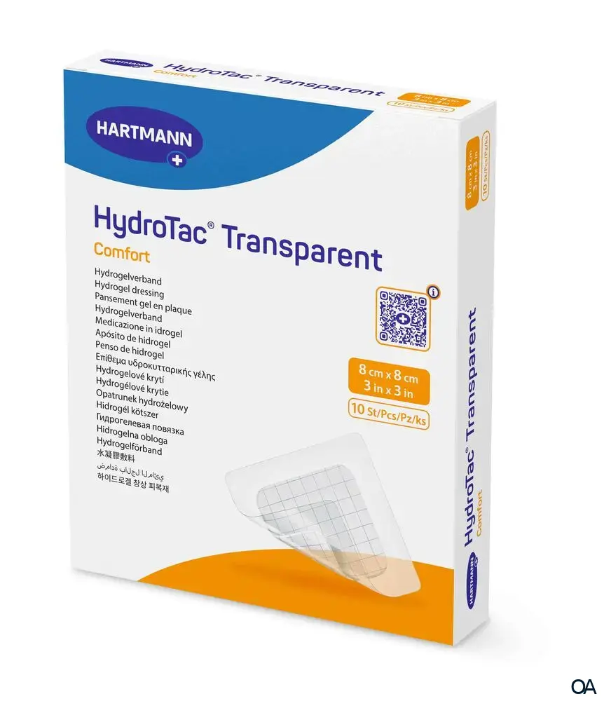HydroTac® transparent comfort Hydrogelverband steril, 8 x 8 cm