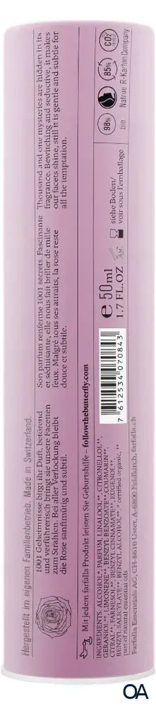 Farfalla Rose, Natural Eau De Cologne