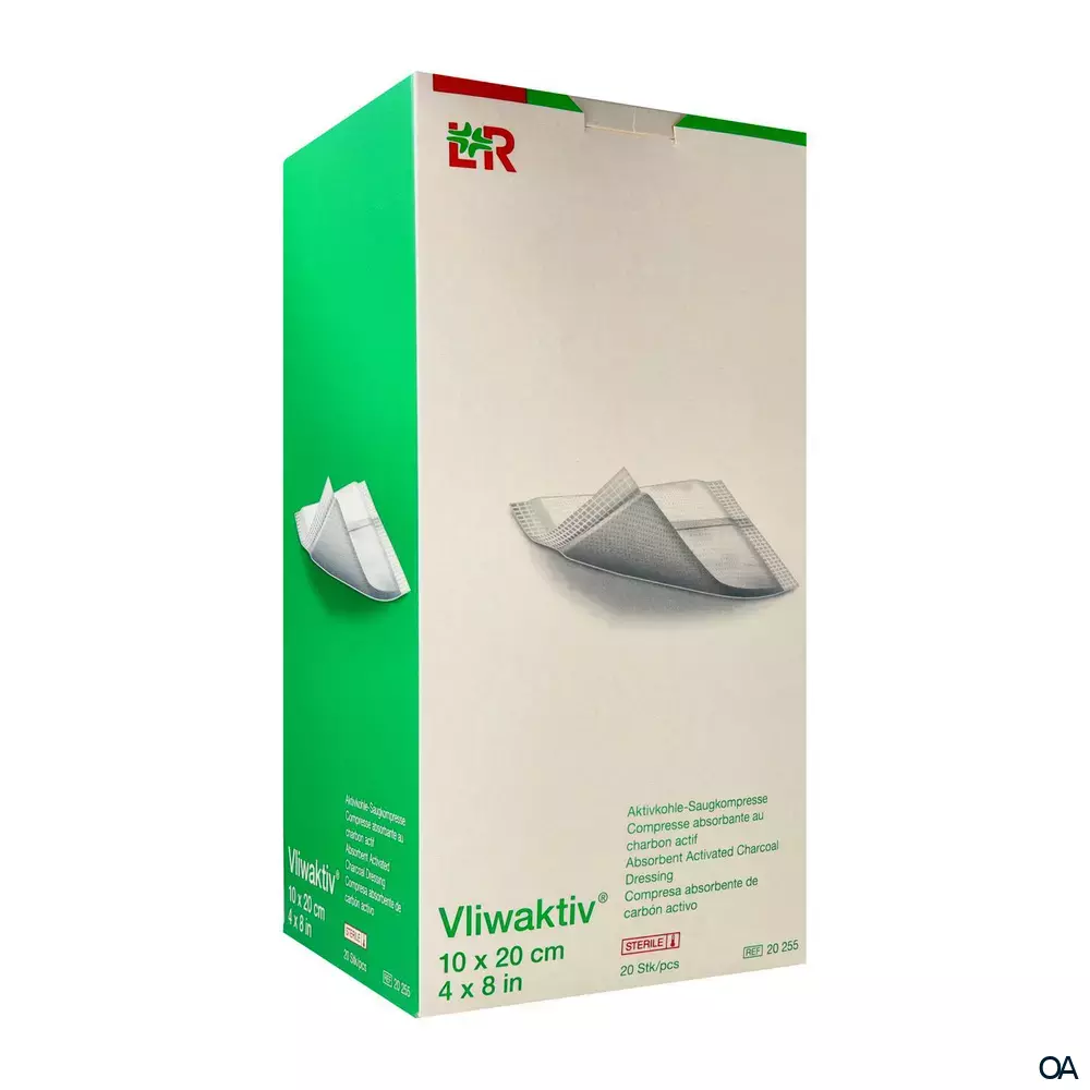 Vliwaktiv® Aktivkohle-Saugkompresse steril, 10 x 20 cm