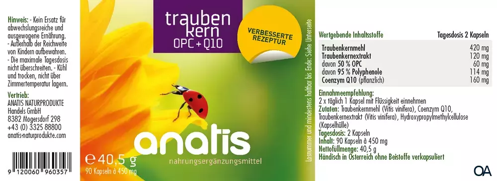 anatis Traubenkern OPC + Coenzym Q10 Kapseln anatis Traubenkern OPC + Coenzym Q10 Kapseln