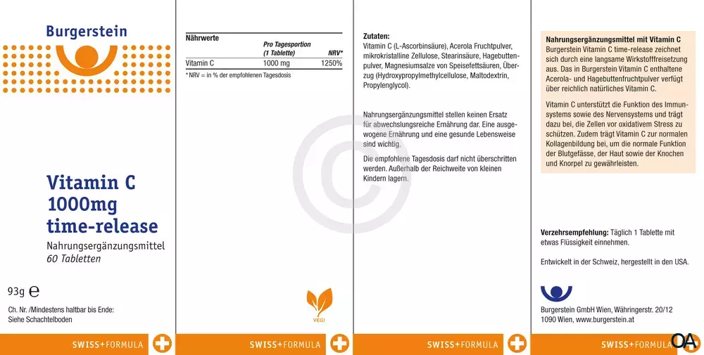 Burgerstein Vitamin-C 1000 mg time-release Tabletten Burgerstein Vitamin-C 1000 mg time-release Tabletten