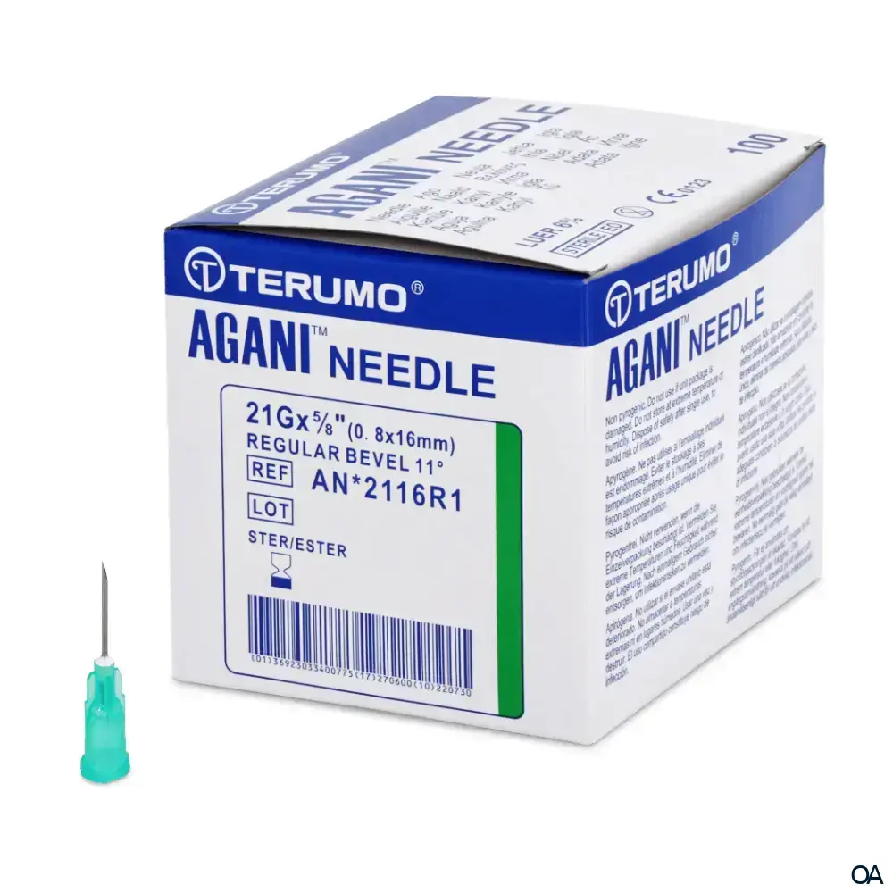 Terumo® Agani™ Einmal-Kanüle 21G x 5/8", Ø 0,8 x 16 mm, grün