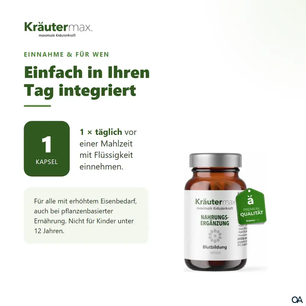 Kräutermax Blutbildung Eisen mit Vitamin C Kapseln