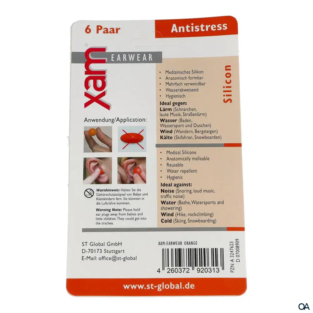 xam® Earwear Gehörschutz Antistress Silikon - Orange