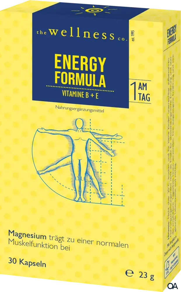 Wellness ENERGY FORMULA mit MAGNESIUM + B-Vitamine + Vitamin E Kapseln Wellness ENERGY FORMULA mit MAGNESIUM + B-Vitamine + Vitamin E Kapseln