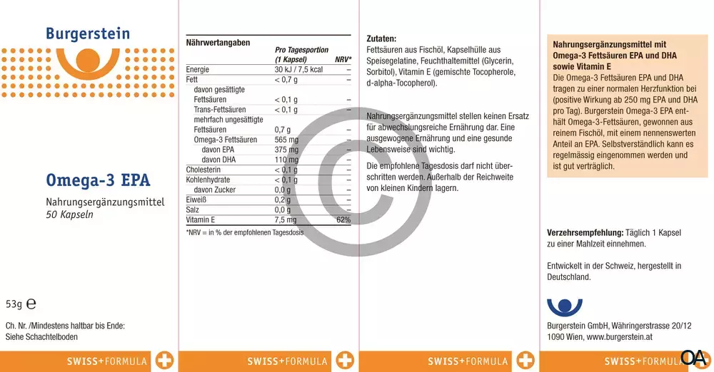 Burgerstein Omega-3 EPA Kapseln Burgerstein Omega-3 EPA Kapseln