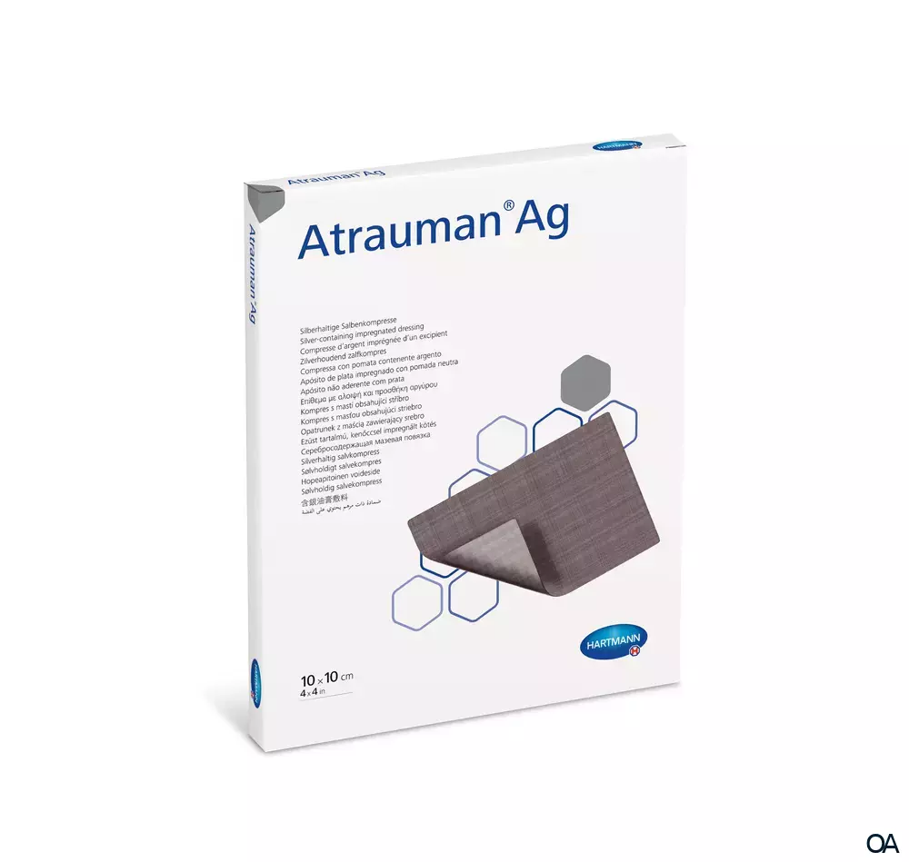Atrauman® Ag Silberhaltige Salbenkompresse, steril, 10 x 10 cm Atrauman® Ag Silberhaltige Salbenkompresse, steril, 10 x 10 cm