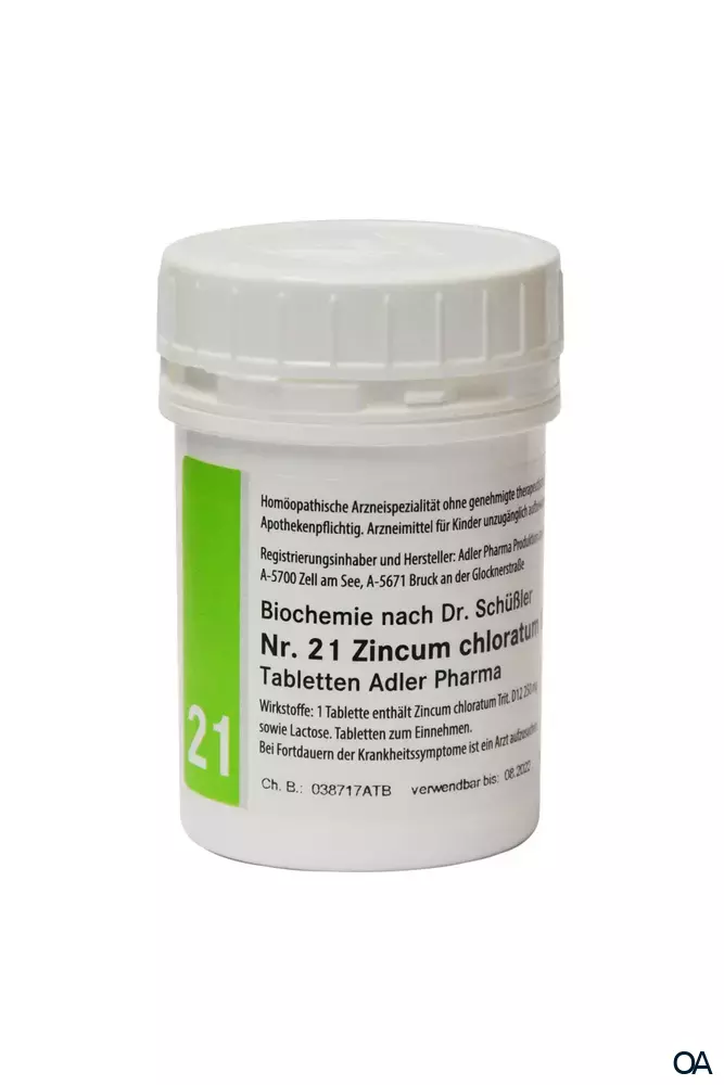 Schüßler Salz Adler Nr. 21 Zincum chloratum D12 Tabletten Schüßler Salz Adler Nr. 21 Zincum chloratum D12 Tabletten