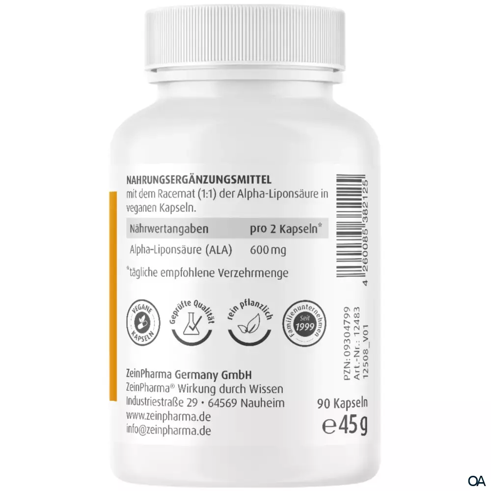 Zeinpharma Alpha-Liponsäure 500 mg Kapseln Zeinpharma Alpha-Liponsäure 500 mg Kapseln
