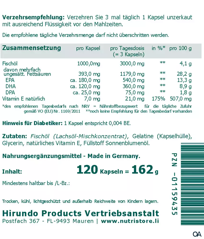 The Nutri Store Omega-3 Fischöl 1000 mg Kapseln The Nutri Store Omega-3 Fischöl 1000 mg Kapseln