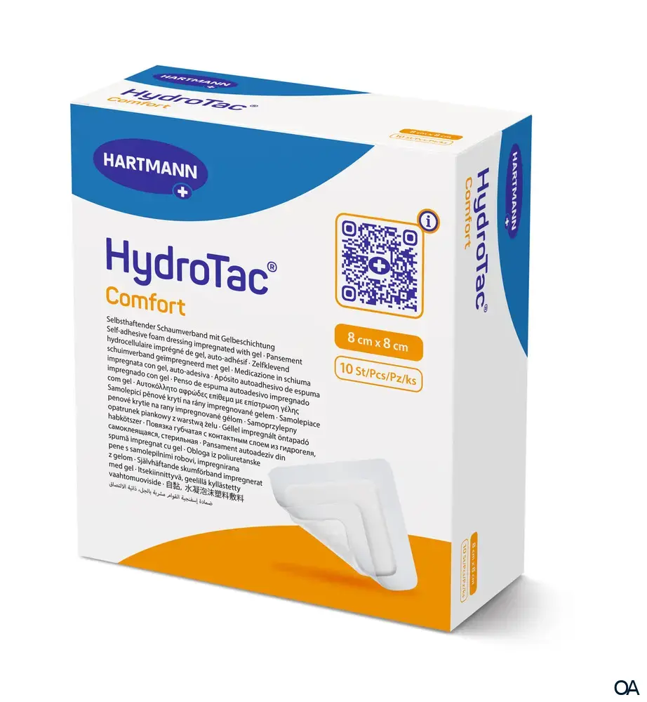 HydroTac® Comfort Selbsthaftender Schaumverband mit Gelbeschichtung steril, 8 x 8 cm