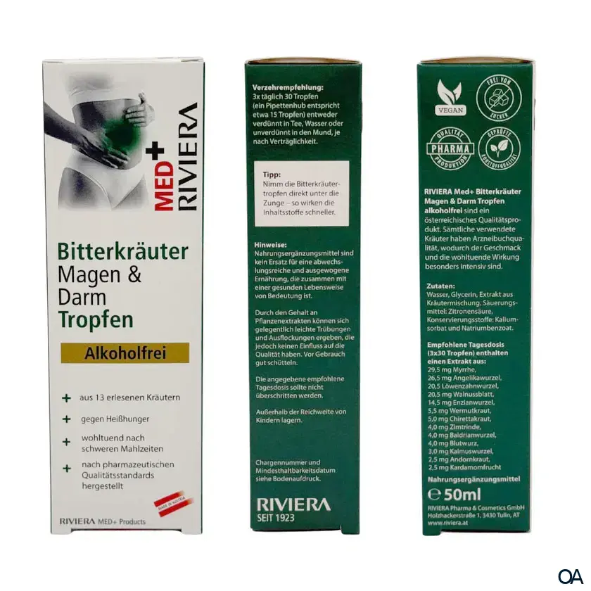 Riviera MED+ Bitterkräuter Magen & Darm Tropfen alkoholfrei