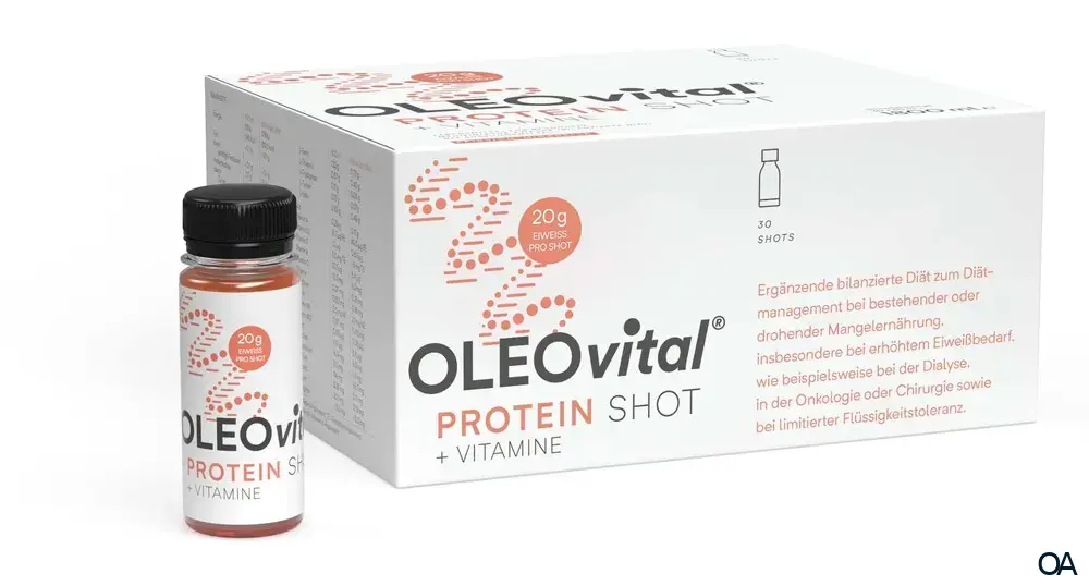 OLEOvital® Protein Shot + Vitamine - Pfirsich-Mirabelle 60 ml OLEOvital® Protein Shot + Vitamine - Pfirsich-Mirabelle 60 ml