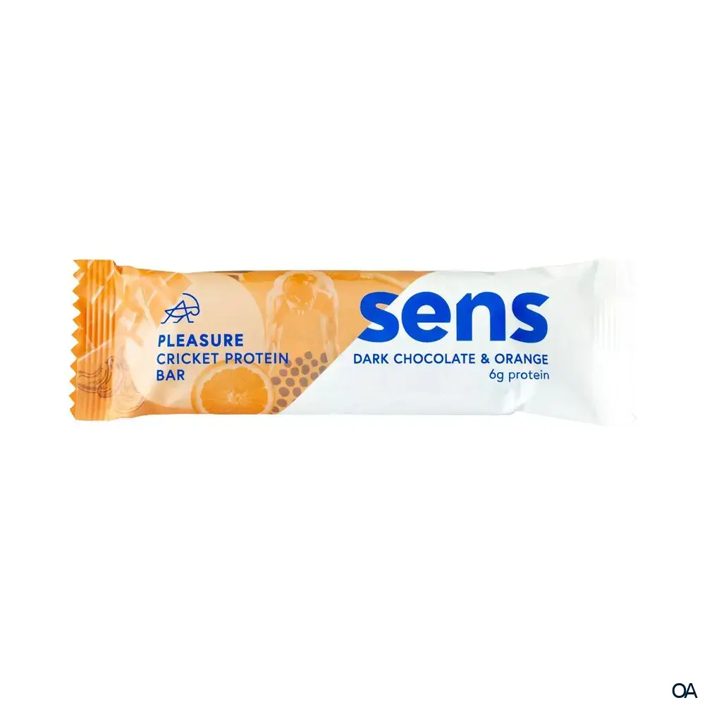 SENS Pleasure Proteinriegel mit Grillenmehl - Dunkle Schokolade & Orange SENS Pleasure Proteinriegel mit Grillenmehl - Dunkle Schokolade & Orange