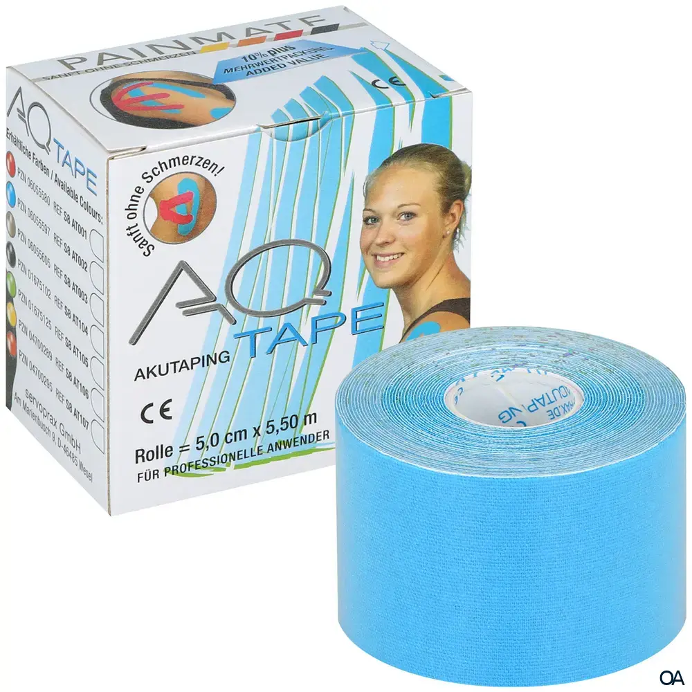 AQ® Tape für kinesiologisches Taping 5 cm x 5 m, blau AQ® Tape für kinesiologisches Taping 5 cm x 5 m, blau