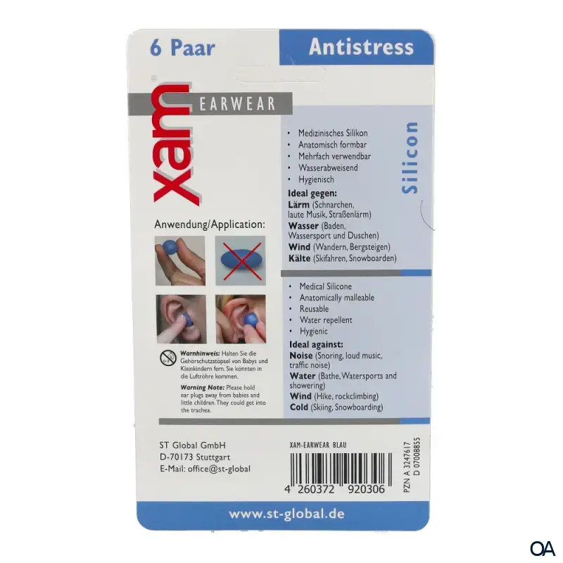 xam® Earwear Gehörschutz Antistress Silikon - Blau