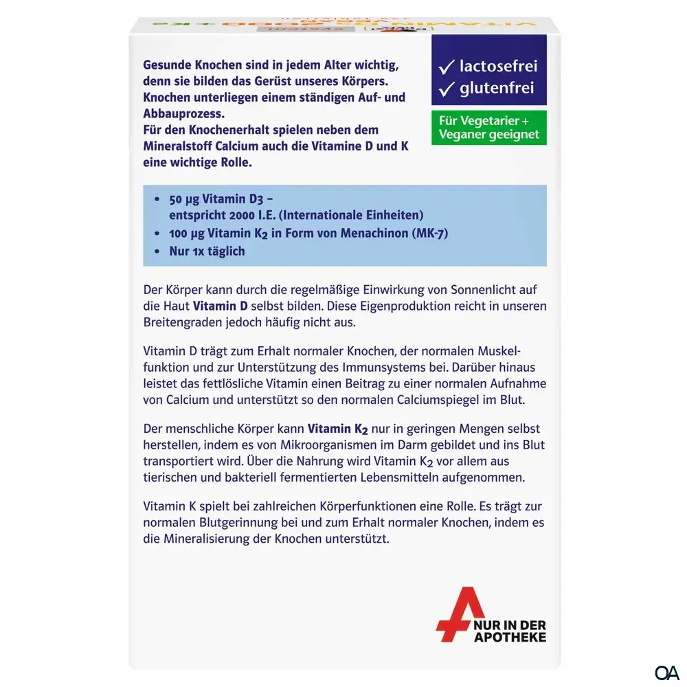 Doppelherz system VITAMIN D3 2000 + K2 VEGAN Tabletten