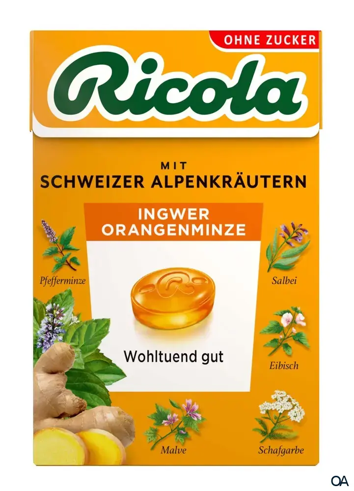 Ricola Ingwer Orangenminze Bonbons Zuckerfrei Box