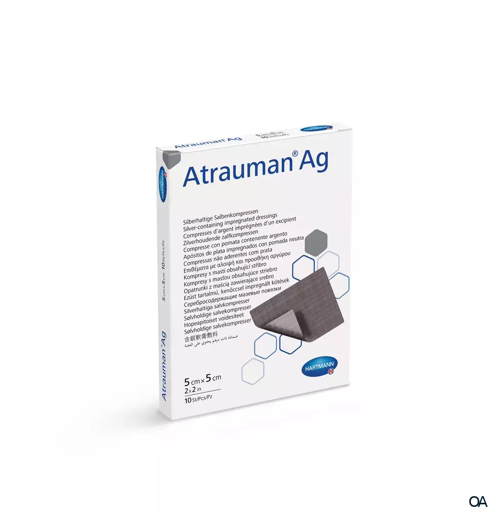 Atrauman® Ag Silberhaltige Salbenkompresse, steril, 5 x 5 cm Atrauman® Ag Silberhaltige Salbenkompresse, steril, 5 x 5 cm