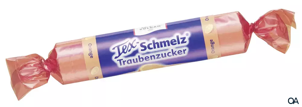 Tex-Schmelz Traubenzucker Orange, zuckerhaltig, Rolle