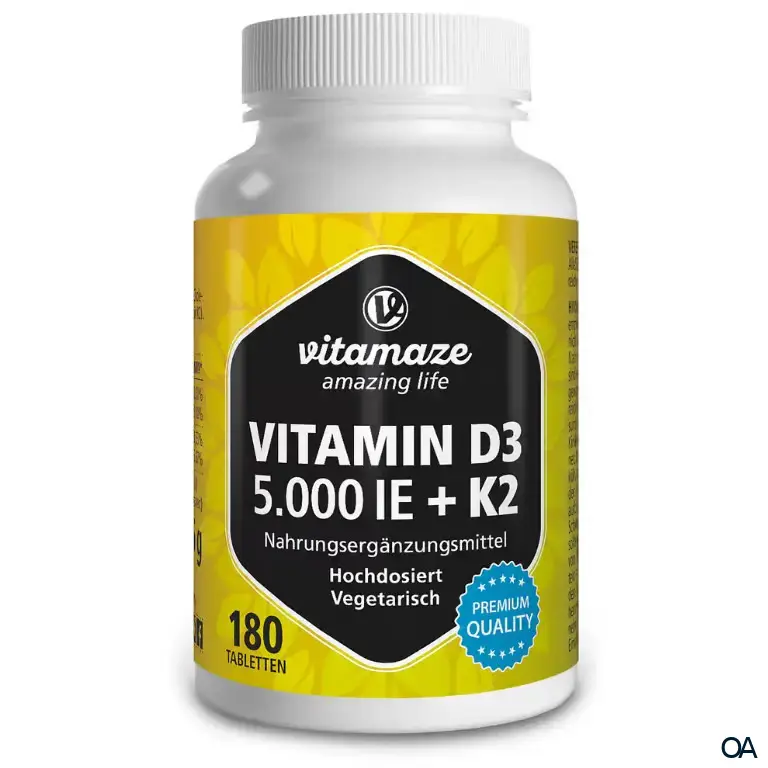 Vitamaze Vitamin D3 5.000 IE + K2 100 mcg hochdosiert Tabletten