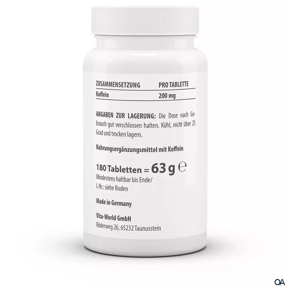 Vitaworld Coffein 200 mg Tabletten Vitaworld Coffein 200 mg Tabletten