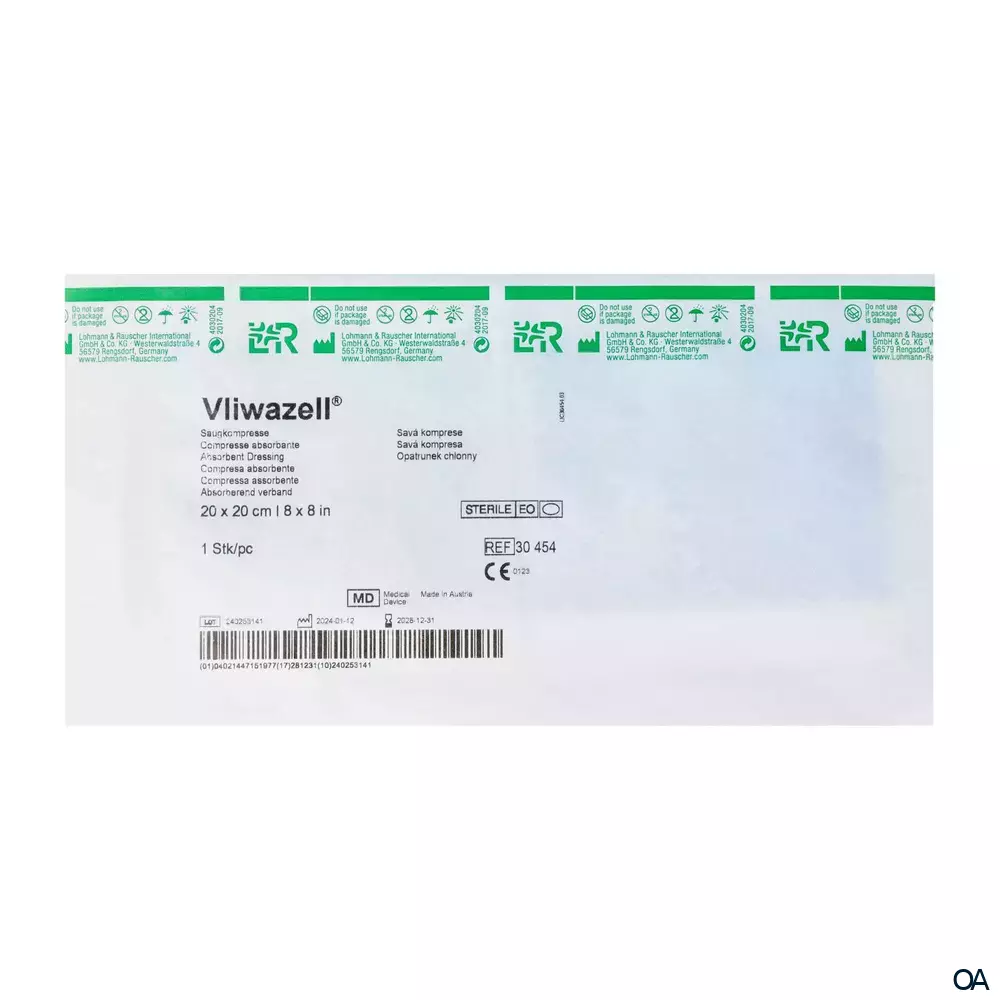 Vliwazell® Saugkompressen steril, 20 x 20 cm Vliwazell® Saugkompressen steril, 20 x 20 cm