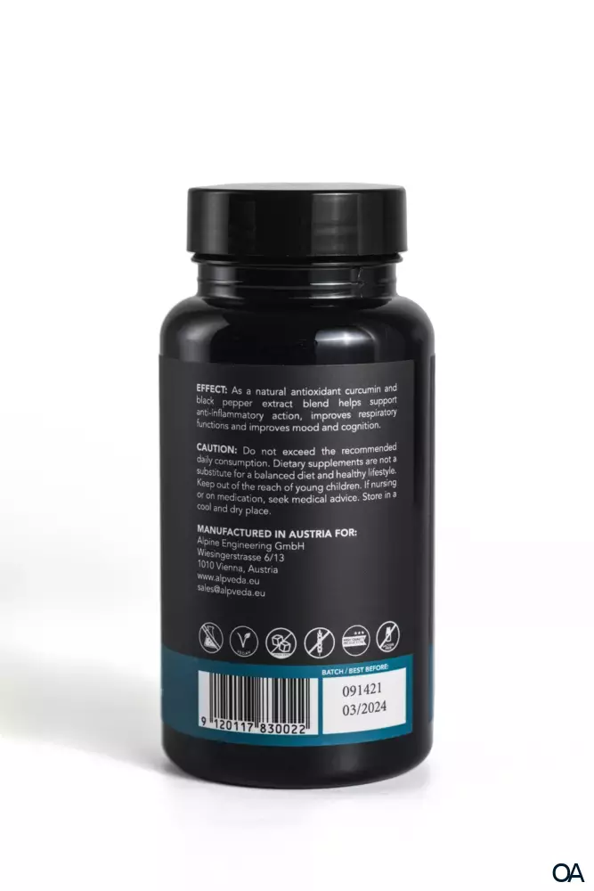 Alpveda Curcumin 95% + Piperin Kapseln