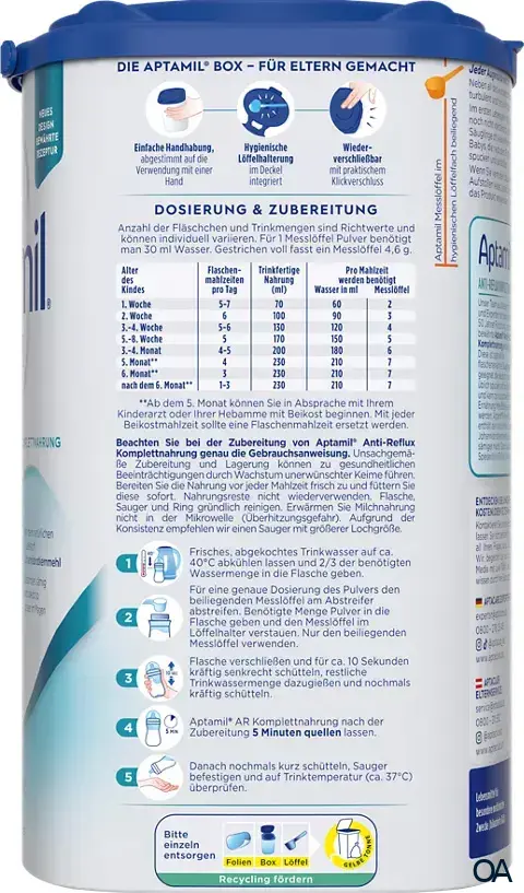 Aptamil Anti-Reflux Komplettnahrung Pulver - Von Geburt an