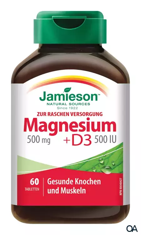 Jamieson Magnesium 500 mg + Vitamin D3 500 IU Tabletten