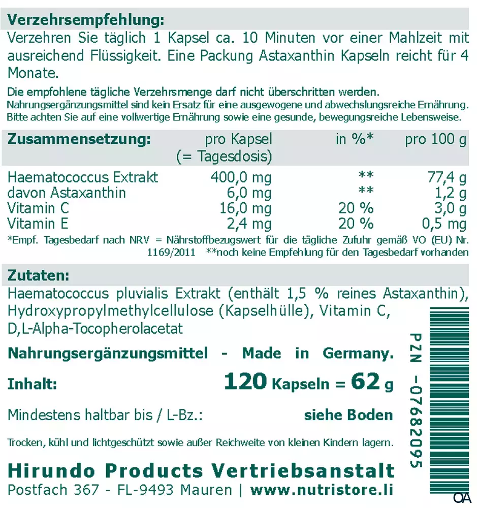 The Nutri Store Astaxanthin Kapseln The Nutri Store Astaxanthin Kapseln