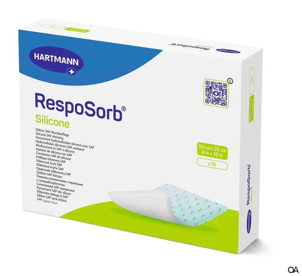 RespoSorb® Silicone superabsorbierende Saugkompresse mit Silikonwundkontaktschicht steril, 20 x 25 cm RespoSorb® Silicone superabsorbierende Saugkompresse mit Silikonwundkontaktschicht steril, 20 x 25 cm