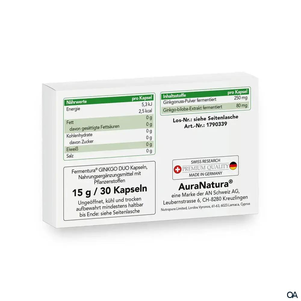 AuraNatura® Fermentura® Ginkgo Duo Kapseln AuraNatura® Fermentura® Ginkgo Duo Kapseln