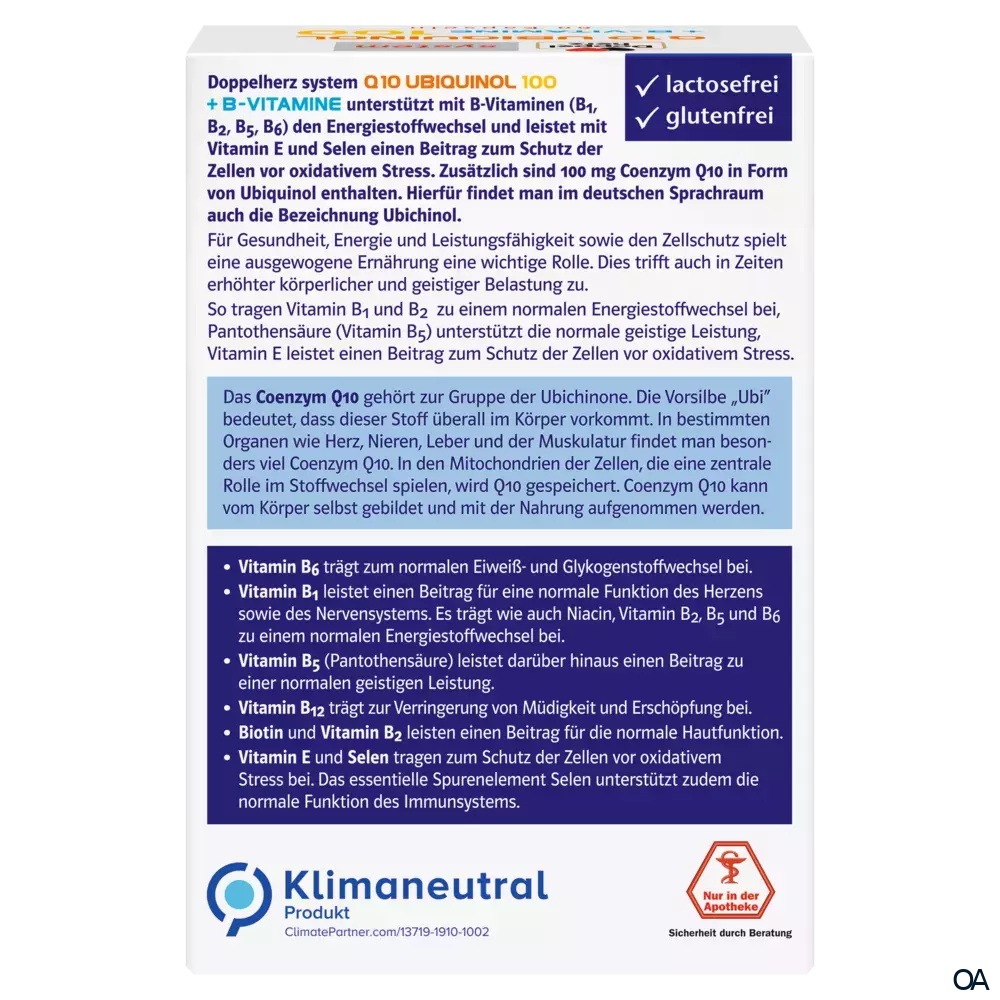 Doppelherz system Q10 Ubiquinol 100 + B-Vitamine Kapseln