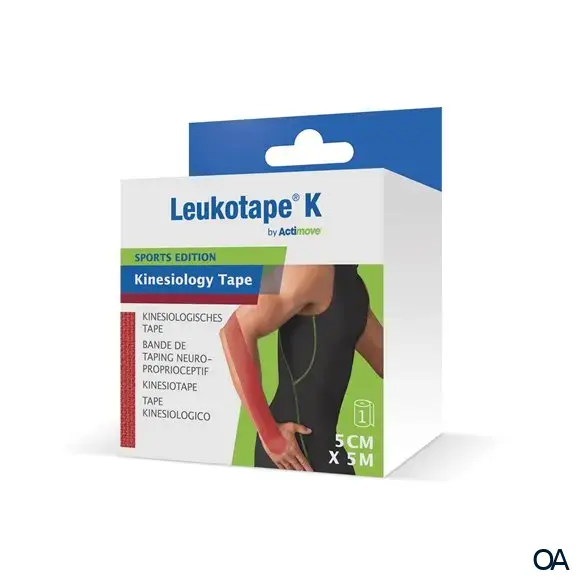 Leukotape® K by Actimove Sports Edition - Kinesiologie-Tape, rot, 5 cm x 5 m