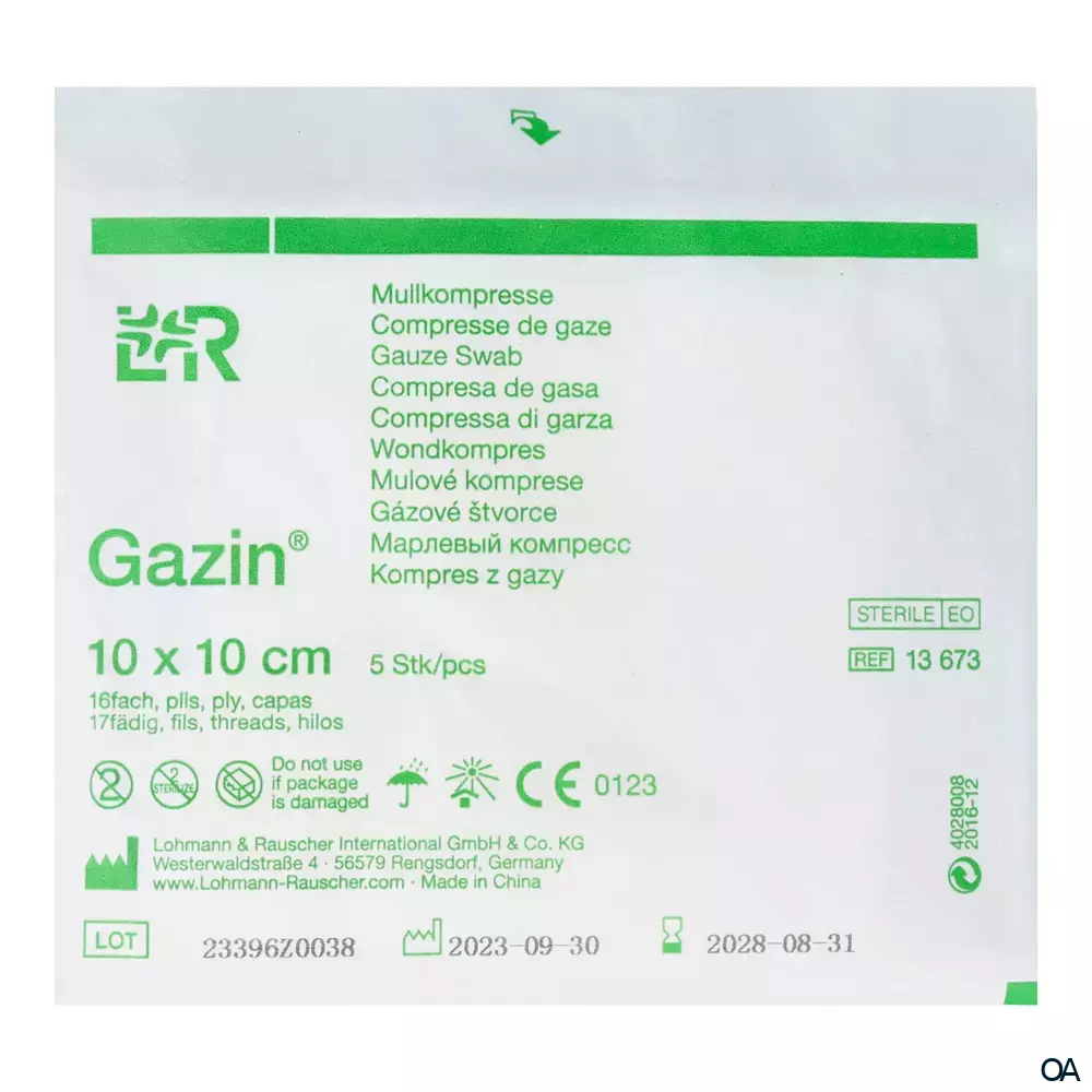 Gazin® Mullkompressen steril, 16-fach, 17-fädig, 10 x 10 cm Gazin® Mullkompressen steril, 16-fach, 17-fädig, 10 x 10 cm