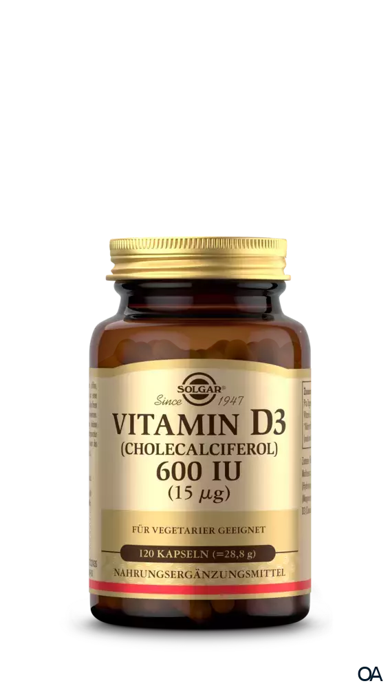 Solgar® Vitamin D₃ (Cholecalciferol) 600 IU (15 mcg) Kapseln Solgar® Vitamin D₃ (Cholecalciferol) 600 IU (15 mcg) Kapseln