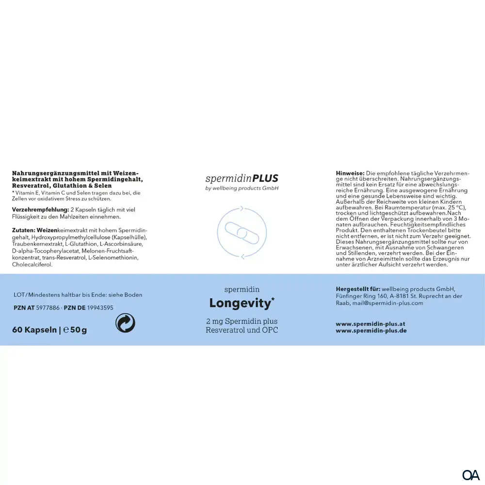 spermidinPlus Spermidin Longevity* Kapseln spermidinPlus Spermidin Longevity* Kapseln