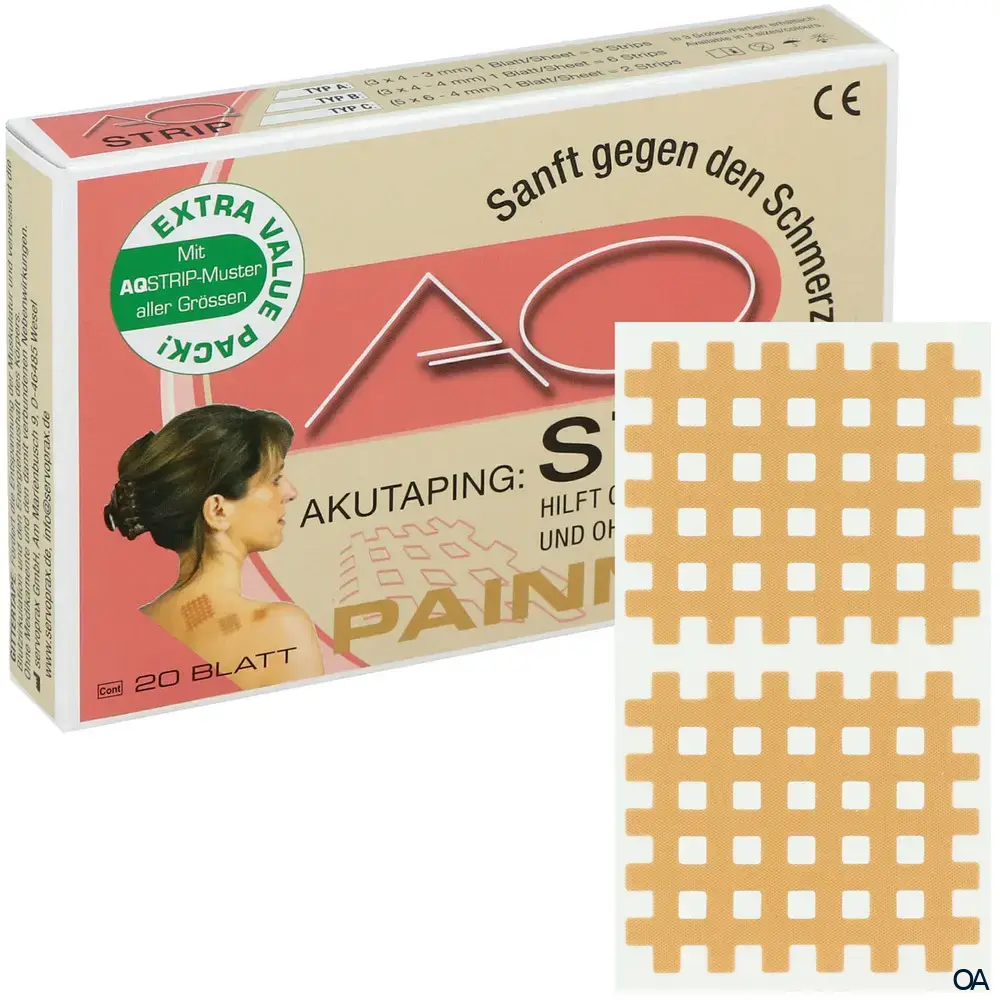 AQ® Strip Gittertape Hautfarben, Größe C, 5 x 6 cm, 20 x 2 Stück