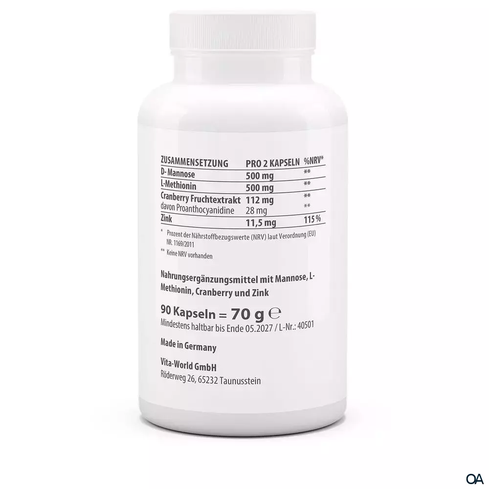 Vitaworld Cranberry + D-Mannose + L-Methionin Kapseln