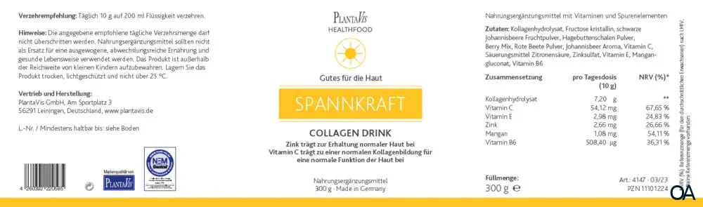 PlantaVis SpannKraft Collagen Drink Pulver