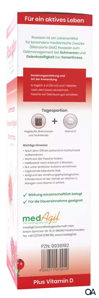 RosaXan® Saft 750 ml + Vitamin D Tabletten 20 Stück