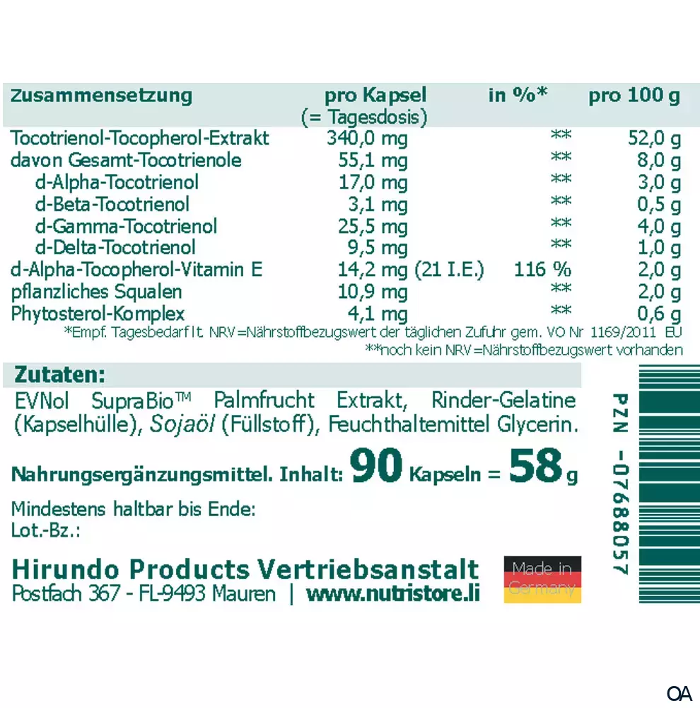 The Nutri Store Tocotrienol Kapseln