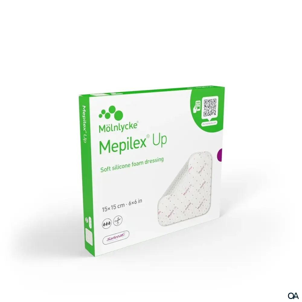 Mepilex® Up Absorbierender Schaumverband steril, 15 x 15 cm Mepilex® Up Absorbierender Schaumverband steril, 15 x 15 cm