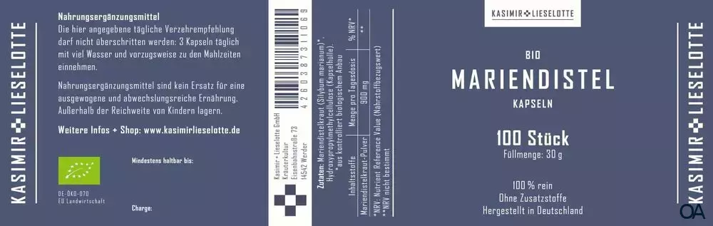 Kasimir + Lieselotte Mariendistel Kapseln