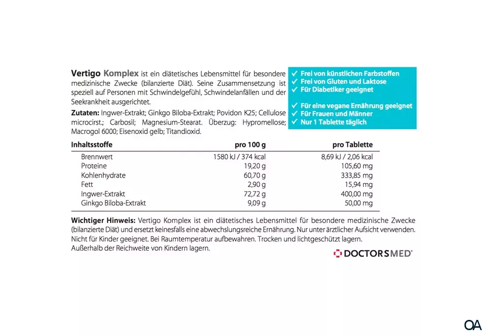 Doctorsmed® Vertigo Komplex Tabletten Doctorsmed® Vertigo Komplex Tabletten