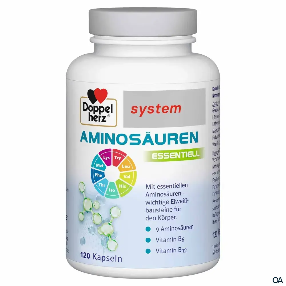 Doppelherz system AMINOSÄUREN ESSENTIELL + Vitamin B6 + Vitamin B12 Kapseln Doppelherz system AMINOSÄUREN ESSENTIELL + Vitamin B6 + Vitamin B12 Kapseln