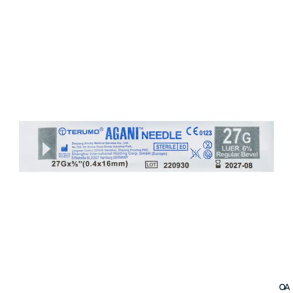 Terumo® Agani™ Einmal-Kanüle 27G x 5/8", Ø 0,4 x 16 mm, grau