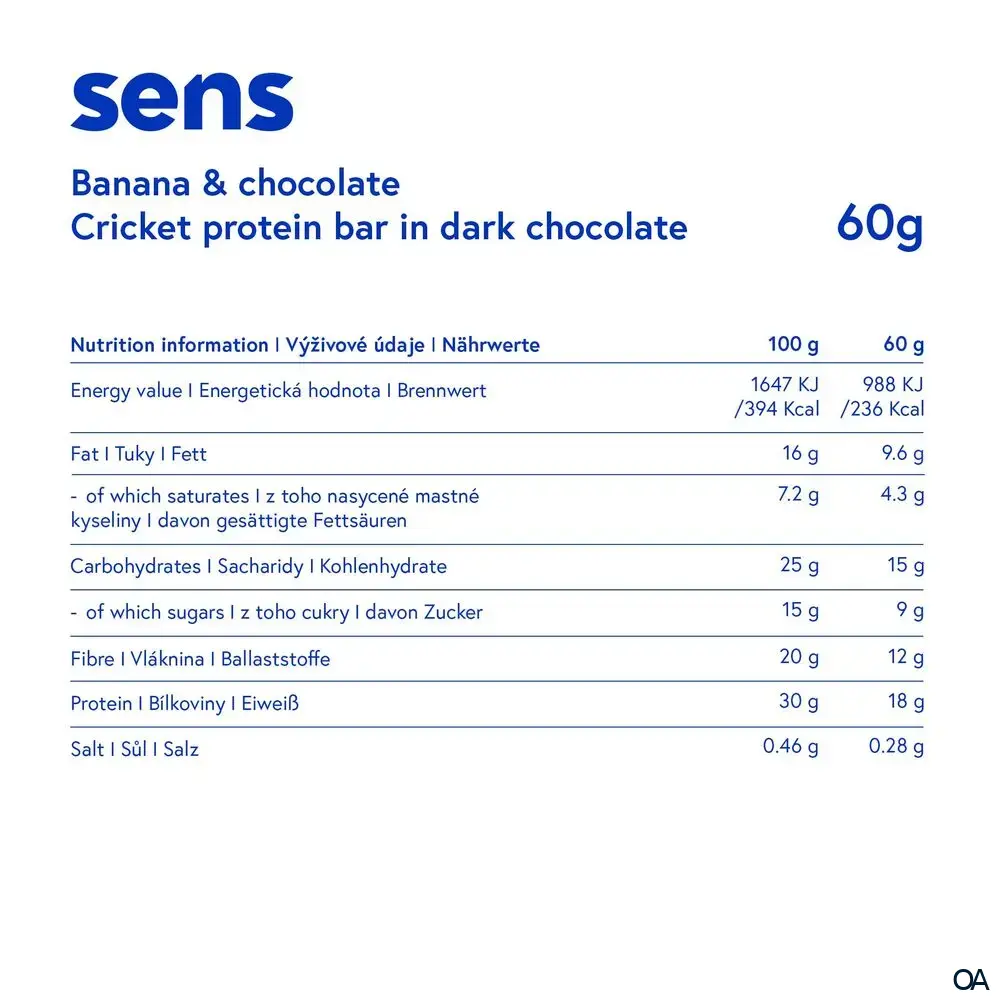 SENS Proteinriegel in dunkler Schokolade - Banane & Schokolade SENS Proteinriegel in dunkler Schokolade - Banane & Schokolade