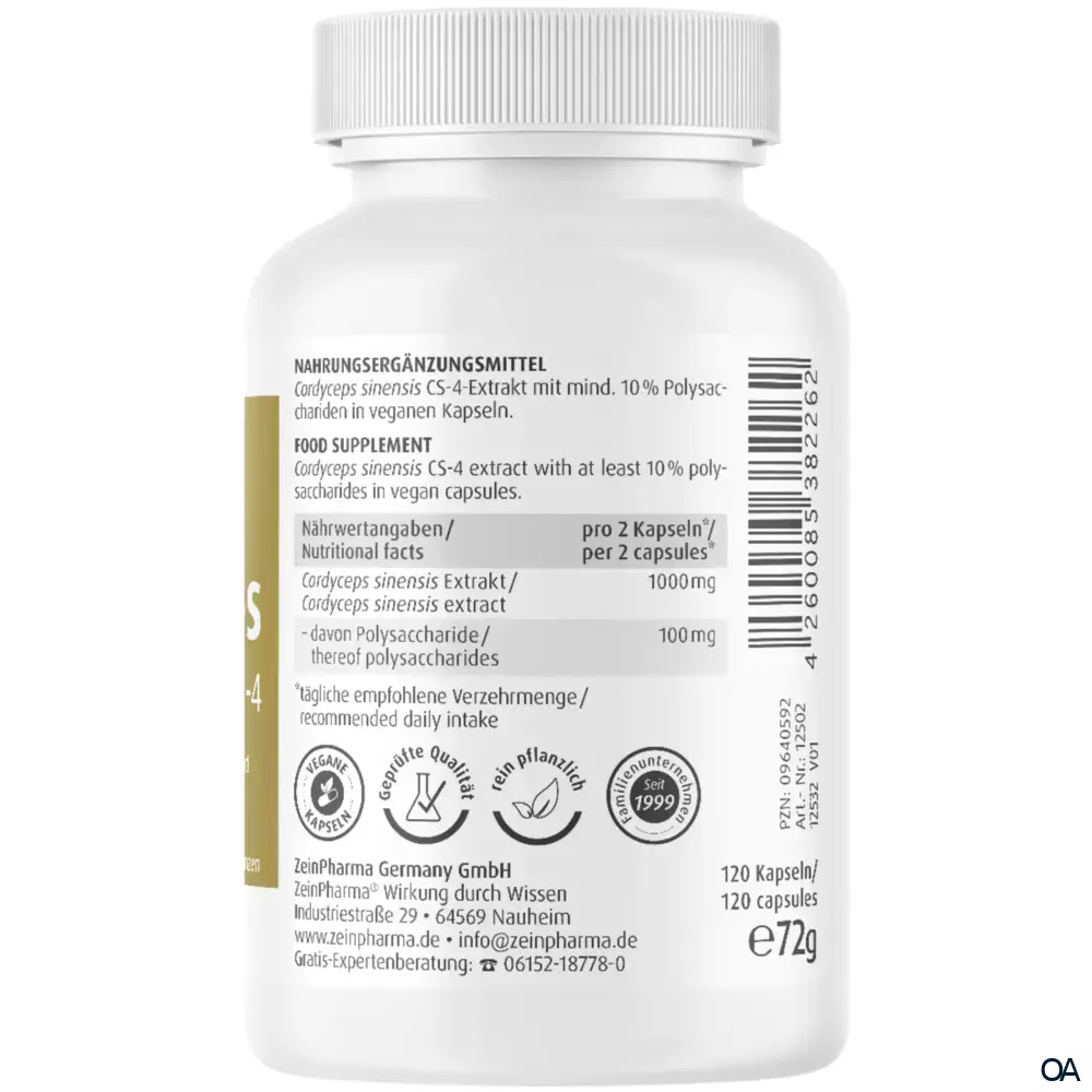 Zeinpharma Cordyceps CS-4 500 mg Kapseln